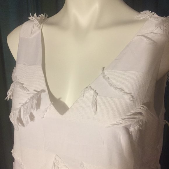 ANTHROPOLOGIE MAEVE Pullover Fringe Shift White 8 - Picture 3 of 8